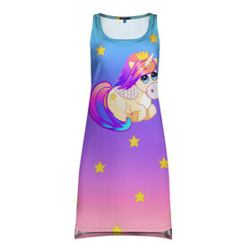 Платье-майка 3D с принтом Единорог Звездочка в Белгороде, 100% полиэстер | полуприлегающий силуэт, широкие бретели, круглый вырез горловины, удлиненный подол сзади. | pony | unicorn | единорог | пони | розовый | сиреневый