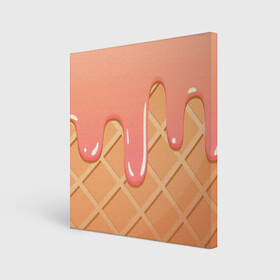 Холст квадратный с принтом ICE CREAM vibes в Белгороде, 100% ПВХ |  | flat | ice cream | icecream | vector art | арт | бежевый | вафельный | гламурный | десерт | еда | желтый | клубничное | клубничный | коралловый | лакомство | лето | мороженое | оранжевый | рисунок | рожок | розовый