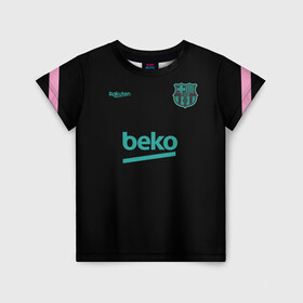 Детская футболка 3D с принтом FC Barcelona | Training shirt (2021/22) в Белгороде, 100% гипоаллергенный полиэфир | прямой крой, круглый вырез горловины, длина до линии бедер, чуть спущенное плечо, ткань немного тянется | Тематика изображения на принте: 0x000000123 | barca | barcelona | elclasico | la liga | messi | pre match | барса | барселона | классико | месси
