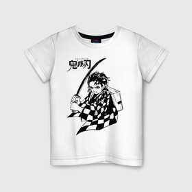 Детская футболка хлопок с принтом Танджиро Камадо Kimetsu no Yaiba в Белгороде, 100% хлопок | круглый вырез горловины, полуприлегающий силуэт, длина до линии бедер | demon slayer | kamado | kimetsu no yaiba | nezuko | tanjiro | аниме | гию томиока | зеницу агацума | иноске хашибира | камадо | клинок | корзинная девочка | манга | музан кибуцуджи | незуко | рассекающий демонов | танджиро