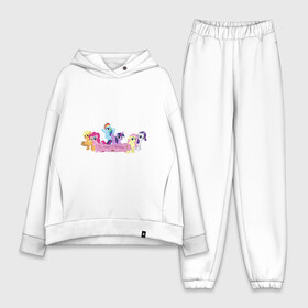 Женский костюм хлопок Oversize с принтом My Little Pony Happy Birthday в Белгороде,  |  | Тематика изображения на принте: applejack | friendship | mylittlepony | rainbow dash | twilight sparkle | waifu | вайфу | дружба это магия | друзья | кони | моя маленькая пони | мультфильм | пони | радуга | ренбоу деш | эплджек