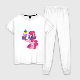Женская пижама хлопок с принтом My Little Pony Pinkie Pie в Белгороде, 100% хлопок | брюки и футболка прямого кроя, без карманов, на брюках мягкая резинка на поясе и по низу штанин | applejack | friendship | mylittlepony | rainbow dash | twilight sparkle | waifu | вайфу | дружба это магия | друзья | кони | моя маленькая пони | мультфильм | пони | радуга | ренбоу деш | эплджек