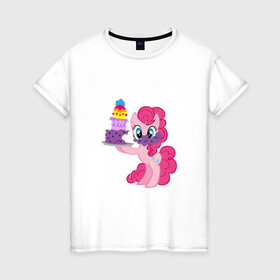 Женская футболка хлопок с принтом My Little Pony Pinkie Pie в Белгороде, 100% хлопок | прямой крой, круглый вырез горловины, длина до линии бедер, слегка спущенное плечо | applejack | friendship | mylittlepony | rainbow dash | twilight sparkle | waifu | вайфу | дружба это магия | друзья | кони | моя маленькая пони | мультфильм | пони | радуга | ренбоу деш | эплджек