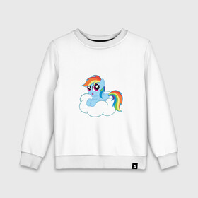 Детский свитшот хлопок с принтом My Little Pony Rainbow Dash в Белгороде, 100% хлопок | круглый вырез горловины, эластичные манжеты, пояс и воротник | applejack | friendship | mylittlepony | rainbow dash | twilight sparkle | waifu | вайфу | дружба это магия | друзья | кони | моя маленькая пони | мультфильм | пони | радуга | ренбоу деш | эплджек