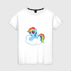 Женская футболка хлопок с принтом My Little Pony Rainbow Dash в Белгороде, 100% хлопок | прямой крой, круглый вырез горловины, длина до линии бедер, слегка спущенное плечо | applejack | friendship | mylittlepony | rainbow dash | twilight sparkle | waifu | вайфу | дружба это магия | друзья | кони | моя маленькая пони | мультфильм | пони | радуга | ренбоу деш | эплджек