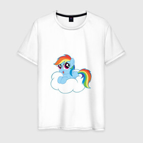 Мужская футболка хлопок с принтом My Little Pony Rainbow Dash в Белгороде, 100% хлопок | прямой крой, круглый вырез горловины, длина до линии бедер, слегка спущенное плечо. | applejack | friendship | mylittlepony | rainbow dash | twilight sparkle | waifu | вайфу | дружба это магия | друзья | кони | моя маленькая пони | мультфильм | пони | радуга | ренбоу деш | эплджек