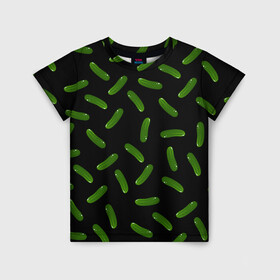 Детская футболка 3D с принтом Огуречный паттерн в Белгороде, 100% гипоаллергенный полиэфир | прямой крой, круглый вырез горловины, длина до линии бедер, чуть спущенное плечо, ткань немного тянется | cucumber | food | еда | овощ | огурцы | паттерн | узор