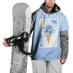 Накидка на куртку 3D с принтом Цветочный холодок в Белгороде, 100% полиэстер |  | Тематика изображения на принте: градиент | мороженое | мрамор | облака | рожок | розы | цветы