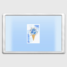 Магнит 45*70 с принтом Цветочный холодок в Белгороде, Пластик | Размер: 78*52 мм; Размер печати: 70*45 | градиент | мороженое | мрамор | облака | рожок | розы | цветы