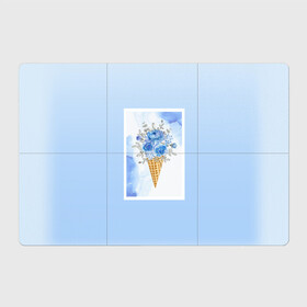 Магнитный плакат 3Х2 с принтом Цветочный холодок в Белгороде, Полимерный материал с магнитным слоем | 6 деталей размером 9*9 см | градиент | мороженое | мрамор | облака | рожок | розы | цветы