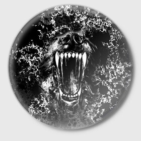 Значок с принтом Волчья пасть в Белгороде,  металл | круглая форма, металлическая застежка в виде булавки | волк | волчья пасть | животные | зубы | оскал | рык | собака