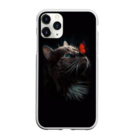 Чехол для iPhone 11 Pro матовый с принтом Котик и бабочка в Белгороде, Силикон |  | Тематика изображения на принте: бабочка | бабочка на носу | животные | кот | котенок | кошка