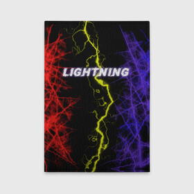 Обложка для автодокументов с принтом Lightning | Молния в Белгороде, натуральная кожа |  размер 19,9*13 см; внутри 4 больших “конверта” для документов и один маленький отдел — туда идеально встанут права | женская | краски | молния | молодёжь | мужская | надпись | неон | погода | свобода | тренд