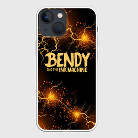 Чехол для iPhone 13 mini с принтом BENDY LOGO в Белгороде,  |  | bendy | bendy and the ink machine | tegunvteg | бенди | бени | бенни | бэнди | детская | детям | игра | компьютерная игра | машина | молния | ужастик | чернила | чернильная