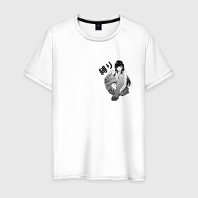 Мужская футболка хлопок с принтом Shibari в Белгороде, 100% хлопок | прямой крой, круглый вырез горловины, длина до линии бедер, слегка спущенное плечо. | ahegao | anime | bandage | shibari | аниме | ахегао | бандаж | тян | шибари