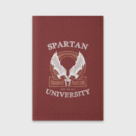 Обложка для паспорта матовая кожа с принтом Spartan University в Белгороде, натуральная матовая кожа | размер 19,3 х 13,7 см; прозрачные пластиковые крепления | Тематика изображения на принте: gad of war | game | games | god of war | god of wor | spartan | бог войны | игра | игры | кратос | спартанец