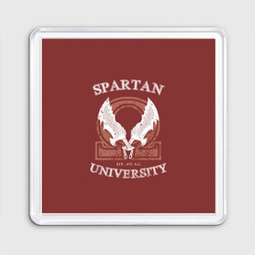 Магнит 55*55 с принтом Spartan University в Белгороде, Пластик | Размер: 65*65 мм; Размер печати: 55*55 мм | gad of war | game | games | god of war | god of wor | spartan | бог войны | игра | игры | кратос | спартанец