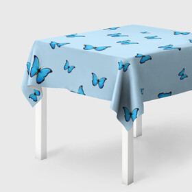 Скатерть 3D с принтом Синие бабочки в Белгороде, 100% полиэстер (ткань не мнется и не растягивается) | Размер: 150*150 см | blue | butterfly | emoji | smile | бабочки | насекомые | эмоджи