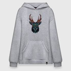 Худи SuperOversize хлопок с принтом Mandala Moose в Белгороде, 70% хлопок, 30% полиэстер, мягкий начес внутри | карман-кенгуру, эластичная резинка на манжетах и по нижней кромке, двухслойный капюшон
 | animal | animals | ethnic | hipster | horns | nature | russia | siberia | животные | карибу | лось | природа | рога | россия | сибирь | узор | узоры | хипстер | этника