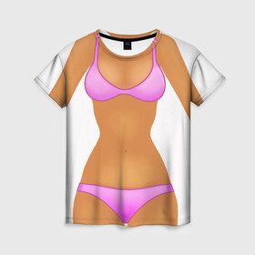 Женская футболка 3D с принтом Tanned body в Белгороде, 100% полиэфир ( синтетическое хлопкоподобное полотно) | прямой крой, круглый вырез горловины, длина до линии бедер | body | girl | perfect body | tan | tanned body | woman | womans body | девушка | женское тело | загар | идеальное тело | тело