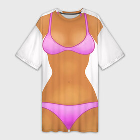 Платье-футболка 3D с принтом Tanned body в Белгороде,  |  | Тематика изображения на принте: body | girl | perfect body | tan | tanned body | woman | womans body | девушка | женское тело | загар | идеальное тело | тело