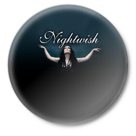 Значок с принтом Nightwish with Tarja в Белгороде,  металл | круглая форма, металлическая застежка в виде булавки | nightwish | tarja | tarja turanen | turunen | найтвиш | тарья | тарья турунен | турунен