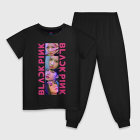 Детская пижама хлопок с принтом BLACKPINK Neon в Белгороде, 100% хлопок |  брюки и футболка прямого кроя, без карманов, на брюках мягкая резинка на поясе и по низу штанин
 | Тематика изображения на принте: black | blackpink | chae | jennie | jisoo | kim | kpop | lalisa | lisa | manoban | neon | park | pink | rose | young | дженни | джису | ён | ким | лалиса | лиса | манобан | неон | пак | розэ | че