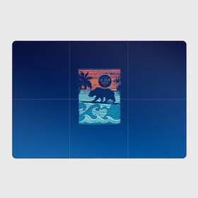 Магнитный плакат 3Х2 с принтом Медведь на серфинге в Белгороде, Полимерный материал с магнитным слоем | 6 деталей размером 9*9 см | волны | закат | медведь | море | океан | отдых | отпуск | пальмы | серфинг
