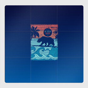 Магнитный плакат 3Х3 с принтом Медведь на серфинге в Белгороде, Полимерный материал с магнитным слоем | 9 деталей размером 9*9 см | волны | закат | медведь | море | океан | отдых | отпуск | пальмы | серфинг