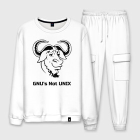 Мужской костюм хлопок с принтом GNU’s Not UNIX в Белгороде, 100% хлопок | на свитшоте круглая горловина, мягкая резинка по низу. Брюки заужены к низу, на них два вида карманов: два “обычных” по бокам и два объемных, с клапанами, расположенные ниже линии бедра. Брюки с мягкой трикотажной резинкой на поясе и по низу штанин. В поясе для дополнительного комфорта — широкие завязки | gnu | linux | not unix | programming | гну | линукс | программист | сисадмин | системный администратор