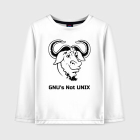 Детский лонгслив хлопок с принтом GNU’s Not UNIX в Белгороде, 100% хлопок | круглый вырез горловины, полуприлегающий силуэт, длина до линии бедер | gnu | linux | not unix | programming | гну | линукс | программист | сисадмин | системный администратор