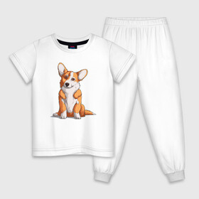 Детская пижама хлопок с принтом Милый корги в Белгороде, 100% хлопок |  брюки и футболка прямого кроя, без карманов, на брюках мягкая резинка на поясе и по низу штанин
 | corgi | корги | малыш | милашка | милый | очаровашка | пес | песик | собака | собачка