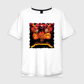 Мужская футболка хлопок Oversize с принтом METALLICA SKULL в Белгороде, 100% хлопок | свободный крой, круглый ворот, “спинка” длиннее передней части | metallica | джеймс хэтфилд | кирк хэмметт | ларс ульрих | роберт трухильо
