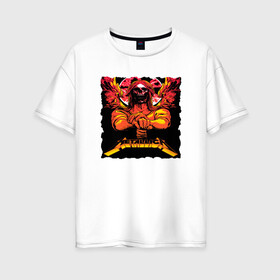 Женская футболка хлопок Oversize с принтом METALLICA SKULL в Белгороде, 100% хлопок | свободный крой, круглый ворот, спущенный рукав, длина до линии бедер
 | metallica | джеймс хэтфилд | кирк хэмметт | ларс ульрих | роберт трухильо