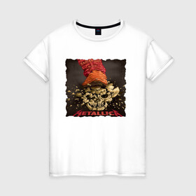 Женская футболка хлопок с принтом METALLICA SKULL&BONES в Белгороде, 100% хлопок | прямой крой, круглый вырез горловины, длина до линии бедер, слегка спущенное плечо | metallica | джеймс хэтфилд | кирк хэмметт | ларс ульрих | роберт трухильо