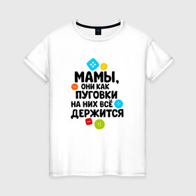 Женская футболка хлопок с принтом На мамах все держится в Белгороде, 100% хлопок | прямой крой, круглый вырез горловины, длина до линии бедер, слегка спущенное плечо | бабушка | брат | дедушка | дочь | любовь | мама | папа | семья | сестра | сын