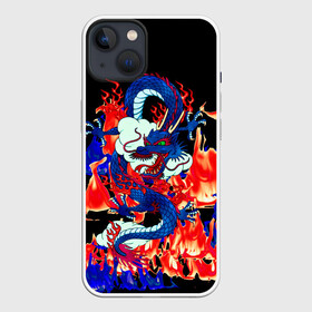 Чехол для iPhone 13 с принтом Огненный Дракон в Белгороде,  |  | Тематика изображения на принте: akatsuki | beast | dragon | fire | акацуки | дракон | животные | зверь | змей | когти | облако | огонь | узор | чб | японский