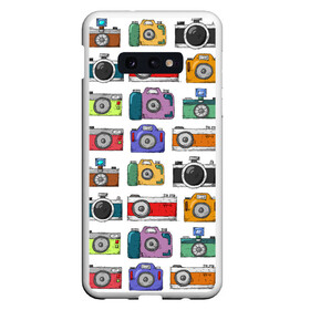 Чехол для Samsung S10E с принтом Фотоаппараты в Белгороде, Силикон | Область печати: задняя сторона чехла, без боковых панелей | камера | фотик | фото | фотоаппарат | фотограф | фотокамера