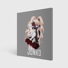 Холст квадратный с принтом MONOKUMA JUNKO в Белгороде, 100% ПВХ |  | anime | danganronpa | enoshima | junko | monokuma | аниме | джунко | игра | манга | медведь | монокума | робот медведь | эношима