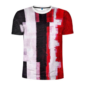 Мужская футболка 3D спортивная с принтом BLACK&RED в Белгороде, 100% полиэстер с улучшенными характеристиками | приталенный силуэт, круглая горловина, широкие плечи, сужается к линии бедра | Тематика изображения на принте: abstract | абстракция | молодежное | полосатое | черно красное