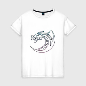 Женская футболка хлопок с принтом Скандинавский символ дракона в Белгороде, 100% хлопок | прямой крой, круглый вырез горловины, длина до линии бедер, слегка спущенное плечо | amulet | draco | dragon | nord | symbol | talisman | viking | амулет | великий змей | викинги | драго | нидхёгг | норд | оберег | скандинавия | талисман | фафнир | хвергельмир | хранитель мудрости