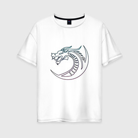 Женская футболка хлопок Oversize с принтом Скандинавский символ дракона в Белгороде, 100% хлопок | свободный крой, круглый ворот, спущенный рукав, длина до линии бедер
 | amulet | draco | dragon | nord | symbol | talisman | viking | амулет | великий змей | викинги | драго | нидхёгг | норд | оберег | скандинавия | талисман | фафнир | хвергельмир | хранитель мудрости