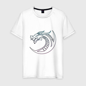 Мужская футболка хлопок с принтом Скандинавский символ дракона в Белгороде, 100% хлопок | прямой крой, круглый вырез горловины, длина до линии бедер, слегка спущенное плечо. | amulet | draco | dragon | nord | symbol | talisman | viking | амулет | великий змей | викинги | драго | нидхёгг | норд | оберег | скандинавия | талисман | фафнир | хвергельмир | хранитель мудрости