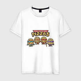 Мужская футболка хлопок с принтом Ninja Pizzas в Белгороде, 100% хлопок | прямой крой, круглый вырез горловины, длина до линии бедер, слегка спущенное плечо. | donatello | leonardo | michelangelo | ninja | pizza | raphael | turtles | донателло | животные | карате | комикс | комиксы | леонардо | микеланджело | мультфильм | мутант | мутанты | ниндзя | пицца | рафаэль | сплинтер | супергерой