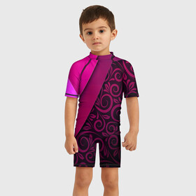 Детский купальный костюм 3D с принтом BUTTERFLY в Белгороде, Полиэстер 85%, Спандекс 15% | застежка на молнии на спине | pink | абстракция | полосы | узор | фиолетовый