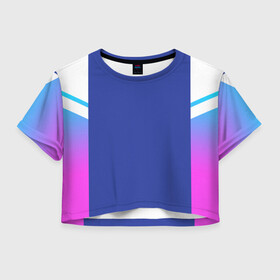 Женская футболка Crop-top 3D с принтом NEON GRADIENT FITNESS UNIFORM в Белгороде, 100% полиэстер | круглая горловина, длина футболки до линии талии, рукава с отворотами | abstraction | geometry | hexagon | neon | paints | stripes | texture | triangle | абстракция | брызги | геометрия | краски | неон | соты | текстура