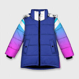 Зимняя куртка для девочек 3D с принтом NEON GRADIENT FITNESS UNIFORM в Белгороде, ткань верха — 100% полиэстер; подклад — 100% полиэстер, утеплитель — 100% полиэстер. | длина ниже бедра, удлиненная спинка, воротник стойка и отстегивающийся капюшон. Есть боковые карманы с листочкой на кнопках, утяжки по низу изделия и внутренний карман на молнии. 

Предусмотрены светоотражающий принт на спинке, радужный светоотражающий элемент на пуллере молнии и на резинке для утяжки. | Тематика изображения на принте: abstraction | geometry | hexagon | neon | paints | stripes | texture | triangle | абстракция | брызги | геометрия | краски | неон | соты | текстура