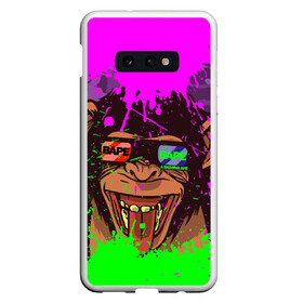 Чехол для Samsung S10E с принтом 3D Neon Monkey в Белгороде, Силикон | Область печати: задняя сторона чехла, без боковых панелей | 3d очки | bapy | brand | chimp | cool paint | fashion | hype beast | japan | neon | paint | trend | анаглиф | байп | байпи | брызги красок | бэйп | бэйпи | камуфляж | купающаяся обезьяна | мода | неон | тренд | хайп бист | хайповый бренд | ш