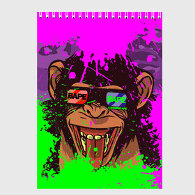 Скетчбук с принтом 3D Neon Monkey в Белгороде, 100% бумага
 | 48 листов, плотность листов — 100 г/м2, плотность картонной обложки — 250 г/м2. Листы скреплены сверху удобной пружинной спиралью | 3d очки | bapy | brand | chimp | cool paint | fashion | hype beast | japan | neon | paint | trend | анаглиф | байп | байпи | брызги красок | бэйп | бэйпи | камуфляж | купающаяся обезьяна | мода | неон | тренд | хайп бист | хайповый бренд | ш