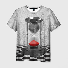 Мужская футболка 3D с принтом Часы Жизни в Белгороде, 100% полиэфир | прямой крой, круглый вырез горловины, длина до линии бедер | clock | life | жизнь | песок | судьба | шахматы